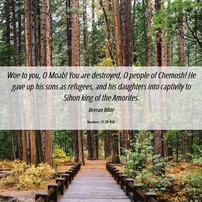 Picture 06 - Numbers 21:29 BSB - Woe to you, O Moab! You are destroyed, O people - Bible Verse Picture