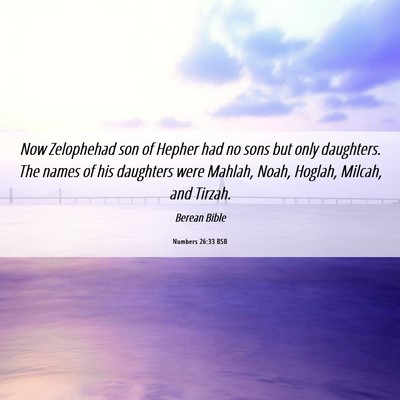 Picture 06 - Numbers 26:33 BSB - Now Zelophehad son of Hepher had no sons but only - Bible Verse Picture
