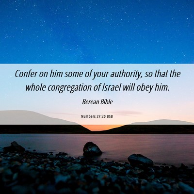 Picture 06 - Numbers 27:20 BSB - Confer on him some of your authority, so that the - Bible Verse Picture