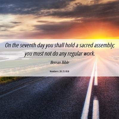 Picture 06 - Numbers 28:25 BSB - On the seventh day you shall hold a sacred - Bible Verse Picture