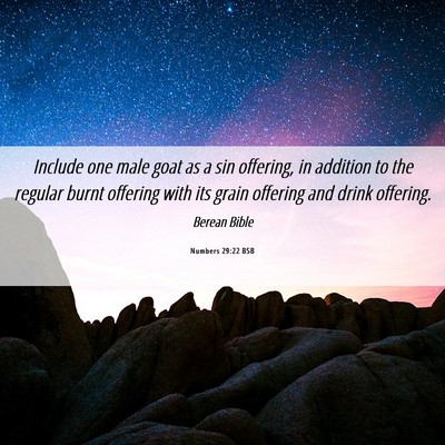 Picture 06 - Numbers 29:22 BSB - Include one male goat as a sin offering, in - Bible Verse Picture