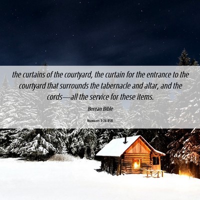Picture 06 - Numbers 3:26 BSB - the curtains of the courtyard, the curtain for - Bible Verse Picture