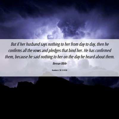 Picture 06 - Numbers 30:14 BSB - But if her husband says nothing to her from day - Bible Verse Picture
