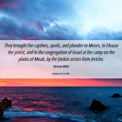 Picture 06 - Numbers 31:12 BSB - They brought the captives, spoils, and plunder to - Bible Verse Picture
