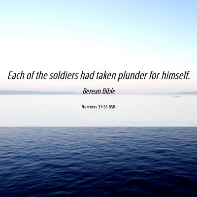 Picture 06 - Numbers 31:53 BSB - Each of the soldiers had taken plunder for - Bible Verse Picture