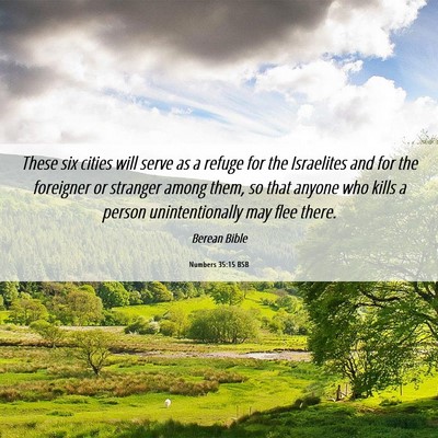 Picture 06 - Numbers 35:15 BSB - These six cities will serve as a refuge for the - Bible Verse Picture