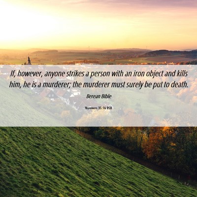 Picture 06 - Numbers 35:16 BSB - If, however, anyone strikes a person with an iron - Bible Verse Picture