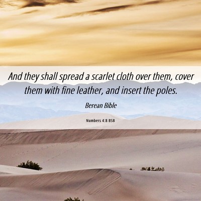 Picture 06 - Numbers 4:8 BSB - And they shall spread a scarlet cloth over them, - Bible Verse Picture