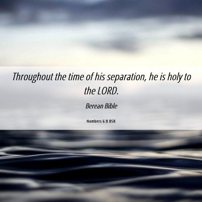 Picture 06 - Numbers 6:8 BSB - Throughout the time of his separation, he is holy - Bible Verse Picture