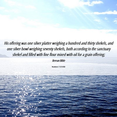 Picture 06 - Numbers 7:25 BSB - His offering was one silver platter weighing a - Bible Verse Picture