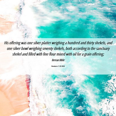 Picture 06 - Numbers 7:43 BSB - His offering was one silver platter weighing a - Bible Verse Picture