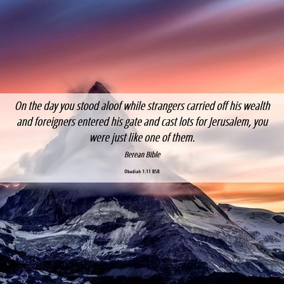Picture 06 - Obadiah 1:11 BSB - On the day you stood aloof while strangers - Bible Verse Picture