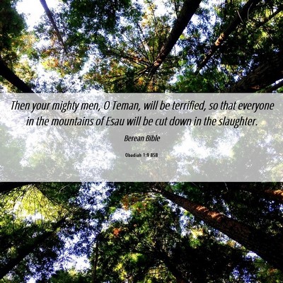 Picture 06 - Obadiah 1:9 BSB - Then your mighty men, O Teman, will be terrified, - Bible Verse Picture