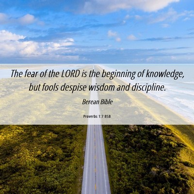 Picture 06 - Proverbs 1:7 BSB - The fear of the LORD is the beginning of - Bible Verse Picture