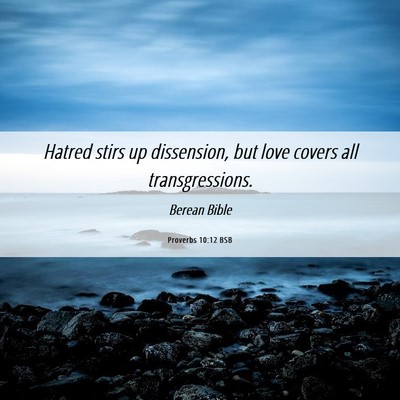 Picture 06 - Proverbs 10:12 BSB - Hatred stirs up dissension, but love covers all - Bible Verse Picture