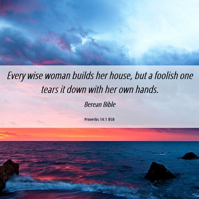 Picture 06 - Proverbs 14:1 BSB - Every wise woman builds her house, but a foolish - Bible Verse Picture