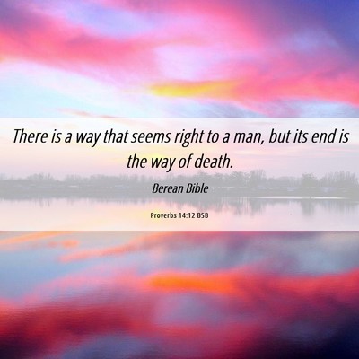 Picture 06 - Proverbs 14:12 BSB - There is a way that seems right to a man, but its - Bible Verse Picture