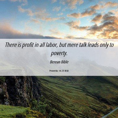 Picture 06 - Proverbs 14:23 BSB - There is profit in all labor, but mere talk leads - Bible Verse Picture