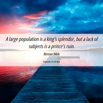 Picture 06 - Proverbs 14:28 BSB - A large population is a king’s splendor, but a - Bible Verse Picture