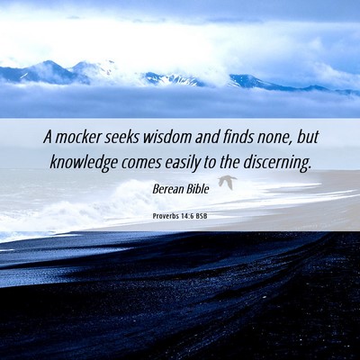 Picture 06 - Proverbs 14:6 BSB - A mocker seeks wisdom and finds none, but - Bible Verse Picture