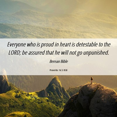 Picture 06 - Proverbs 16:5 BSB - Everyone who is proud in heart is detestable to - Bible Verse Picture