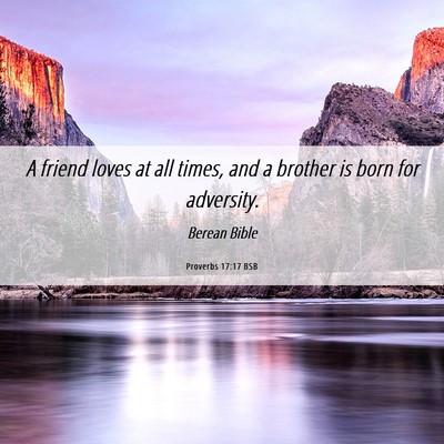 Picture 06 - Proverbs 17:17 BSB - A friend loves at all times, and a brother is - Bible Verse Picture