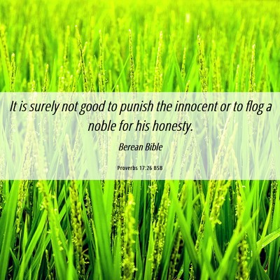 Picture 06 - Proverbs 17:26 BSB - It is surely not good to punish the innocent or - Bible Verse Picture