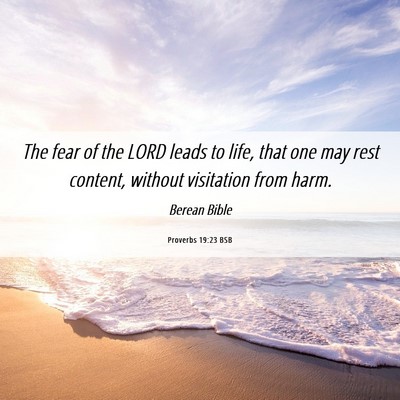 Picture 06 - Proverbs 19:23 BSB - The fear of the LORD leads to life, that one may - Bible Verse Picture