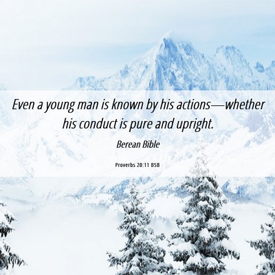 Picture 06 - Proverbs 20:11 BSB - Even a young man is known by his - Bible Verse Picture