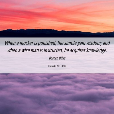 Picture 06 - Proverbs 21:11 BSB - When a mocker is punished, the simple gain - Bible Verse Picture