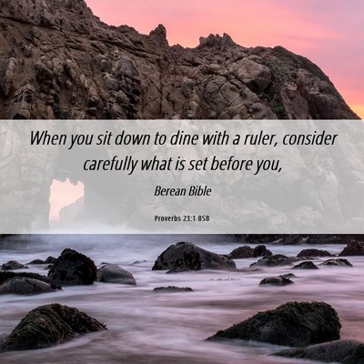 Picture 06 - Proverbs 23:1 BSB - When you sit down to dine with a ruler, consider - Bible Verse Picture