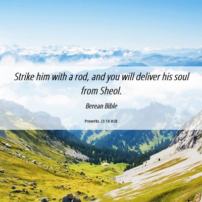 Picture 06 - Proverbs 23:14 BSB - Strike him with a rod, and you will deliver his - Bible Verse Picture