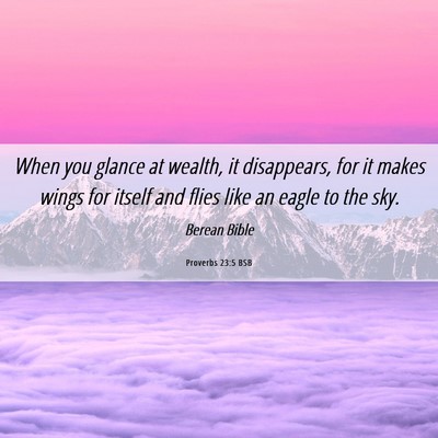 Picture 06 - Proverbs 23:5 BSB - When you glance at wealth, it disappears, for it - Bible Verse Picture