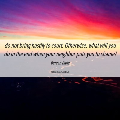 Picture 06 - Proverbs 25:8 BSB - do not bring hastily to court. Otherwise, what - Bible Verse Picture