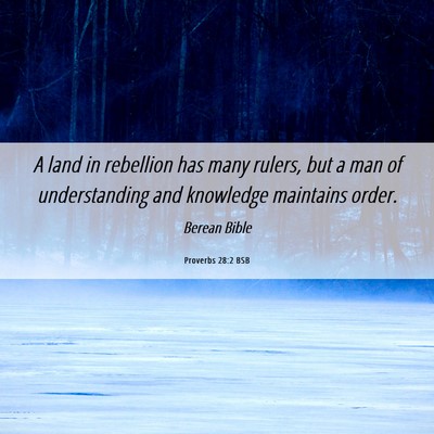 Picture 06 - Proverbs 28:2 BSB - A land in rebellion has many rulers, but a man of - Bible Verse Picture