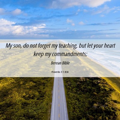 Picture 06 - Proverbs 3:1 BSB - My son, do not forget my teaching, but let your - Bible Verse Picture
