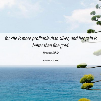 Picture 06 - Proverbs 3:14 BSB - for she is more profitable than silver, and her - Bible Verse Picture