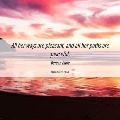 Picture 06 - Proverbs 3:17 BSB - All her ways are pleasant, and all her paths are - Bible Verse Picture