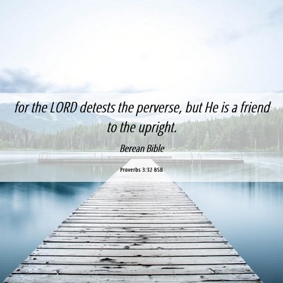 Picture 06 - Proverbs 3:32 BSB - for the LORD detests the perverse, but He is a - Bible Verse Picture
