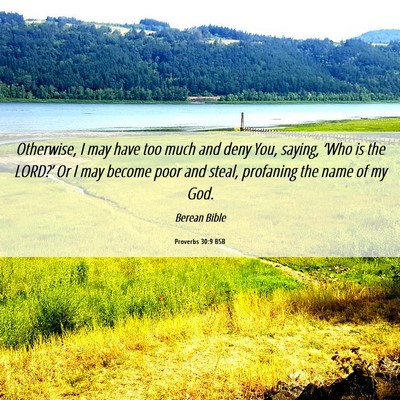 Picture 06 - Proverbs 30:9 BSB - Otherwise, I may have too much and deny You, - Bible Verse Picture