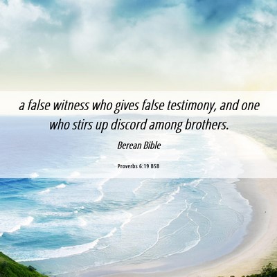 Picture 06 - Proverbs 6:19 BSB - a false witness who gives false testimony, and - Bible Verse Picture