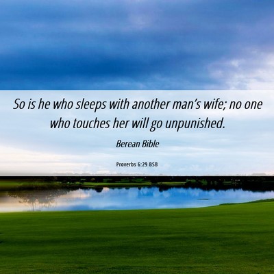 Picture 06 - Proverbs 6:29 BSB - So is he who sleeps with another man’s wife; no - Bible Verse Picture