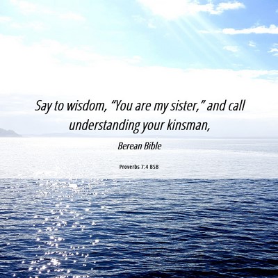 Picture 06 - Proverbs 7:4 BSB - Say to wisdom, “You are my sister,” and call - Bible Verse Picture