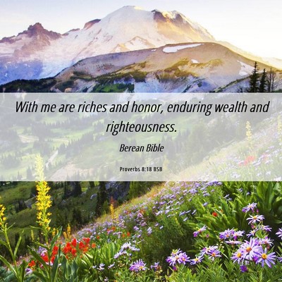 Picture 06 - Proverbs 8:18 BSB - With me are riches and honor, enduring wealth and - Bible Verse Picture