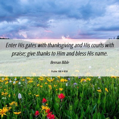 Picture 06 - Psalm 100:4 BSB - Enter His gates with thanksgiving and His courts - Bible Verse Picture