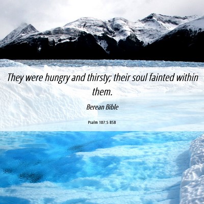 Picture 06 - Psalm 107:5 BSB - They were hungry and thirsty; their soul fainted - Bible Verse Picture