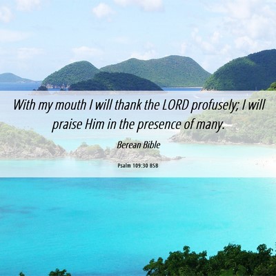Picture 06 - Psalm 109:30 BSB - With my mouth I will thank the LORD profusely; I - Bible Verse Picture