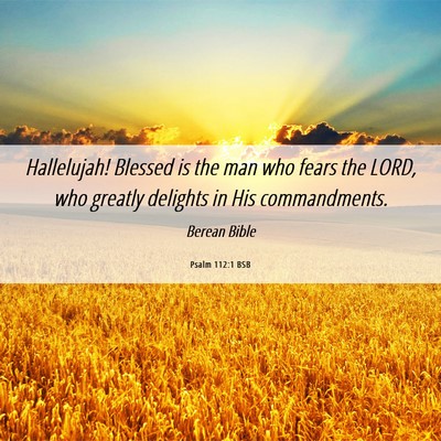 Picture 06 - Psalm 112:1 BSB - Hallelujah! Blessed is the man who fears the - Bible Verse Picture