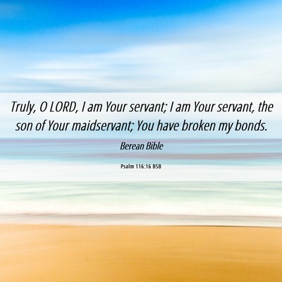 Picture 06 - Psalm 116:16 BSB - Truly, O LORD, I am Your servant; I am Your - Bible Verse Picture