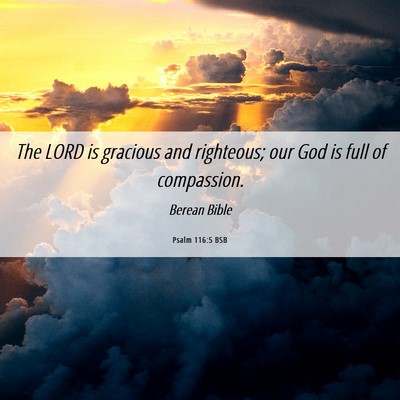 Picture 06 - Psalm 116:5 BSB - The LORD is gracious and righteous; our God is - Bible Verse Picture